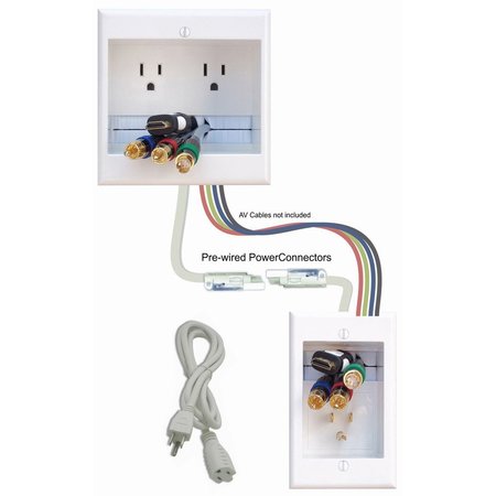 QUEST TECHNOLOGY INTERNATIONAL Powerbridge In-Wall 2-Outlet Power Kit, White TWO-CK